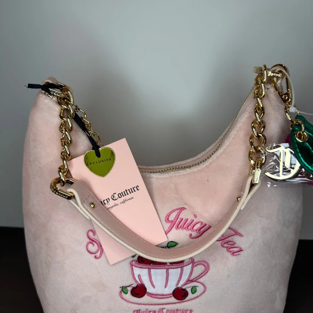 Juicy Couture Sweet‎ Tea Party Hobo Bag Spill the Juicy Tea Pink Clay NWT
